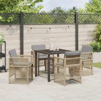 Produktbild för Trädgårdsmöbelset 5 pcs Beige Pulverlackerat stål