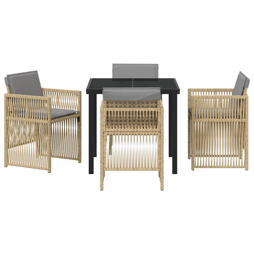 Produktbild för Trädgårdsmöbelset 5 pcs Beige Pulverlackerat stål