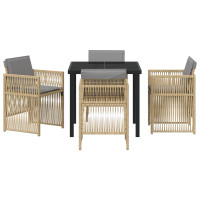 Produktbild för Trädgårdsmöbelset 5 pcs Beige Pulverlackerat stål