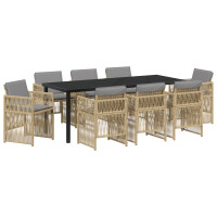 Produktbild för Trädgårdsmöbelset 9 pcs Beige Pulverlackerat stål