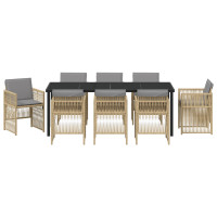 Produktbild för Trädgårdsmöbelset 9 pcs Beige Pulverlackerat stål