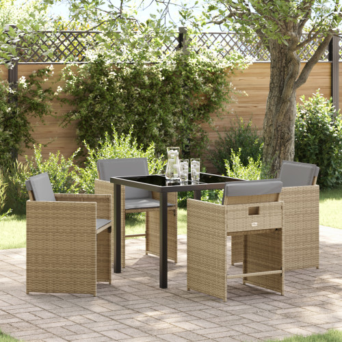 vidaXL Trädgårdsmöbelset 5 pcs Beige konstrotting