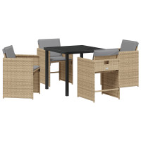 Produktbild för Trädgårdsmöbelset 5 pcs Beige konstrotting