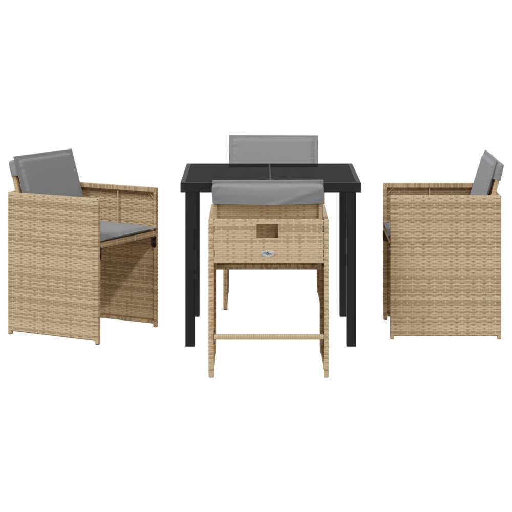 Produktbild för Trädgårdsmöbelset 5 pcs Beige konstrotting