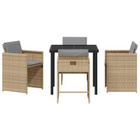 Produktbild för Trädgårdsmöbelset 5 pcs Beige konstrotting