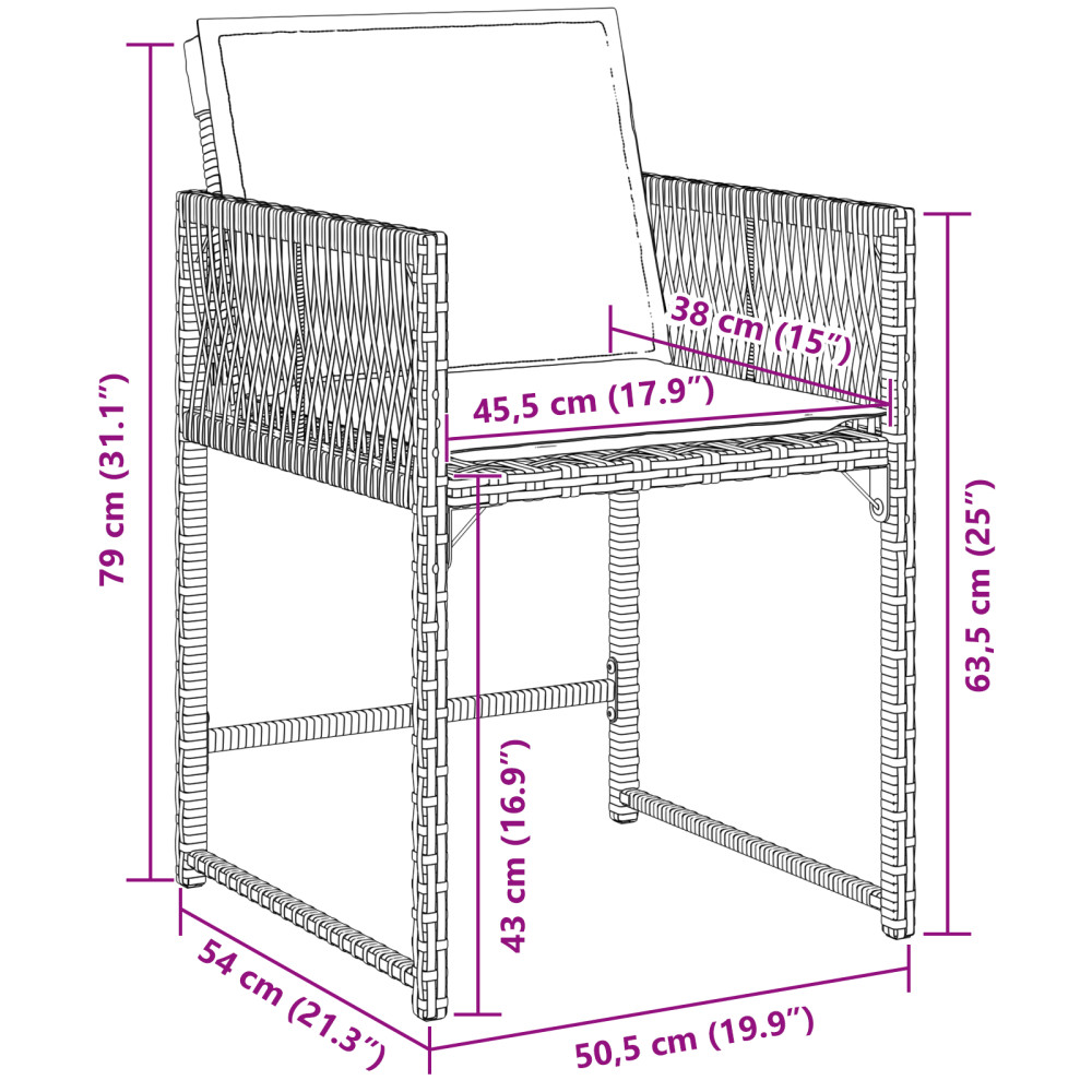 Produktbild för Trädgårdsmöbelset 5 pcs Svart konstrotting