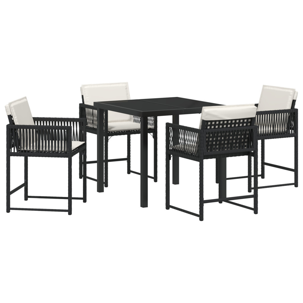 Produktbild för Trädgårdsmöbelset 5 pcs Svart konstrotting