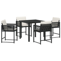 Produktbild för Trädgårdsmöbelset 5 pcs Svart konstrotting