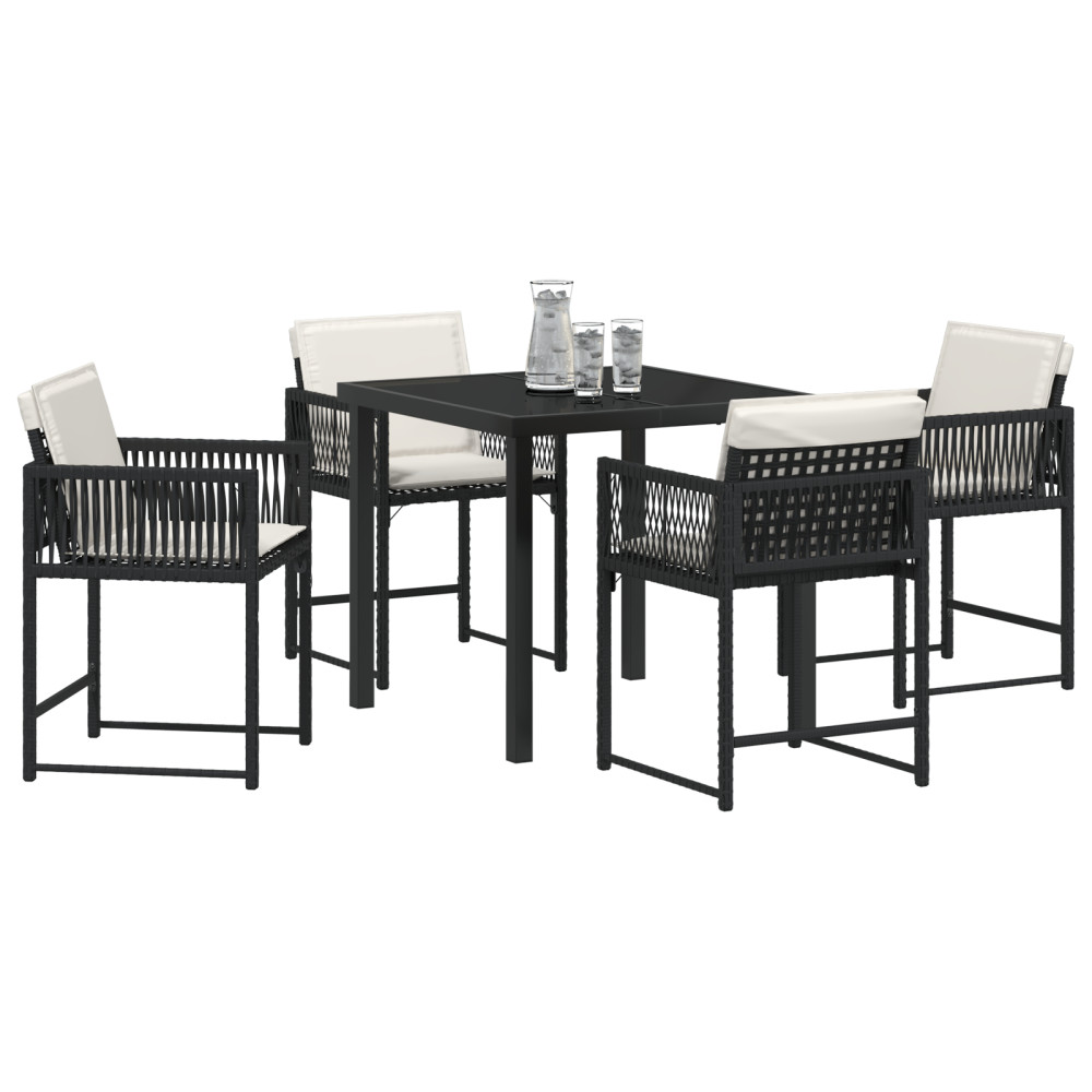 Produktbild för Trädgårdsmöbelset 5 pcs Svart konstrotting