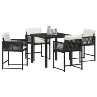Produktbild för Trädgårdsmöbelset 5 pcs Svart konstrotting