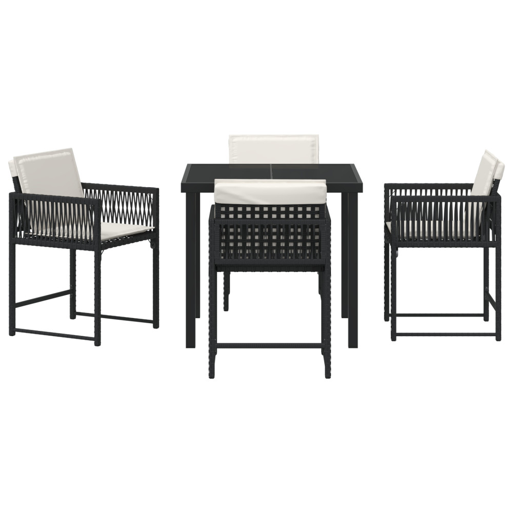 Produktbild för Trädgårdsmöbelset 5 pcs Svart konstrotting