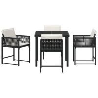 Produktbild för Trädgårdsmöbelset 5 pcs Svart konstrotting