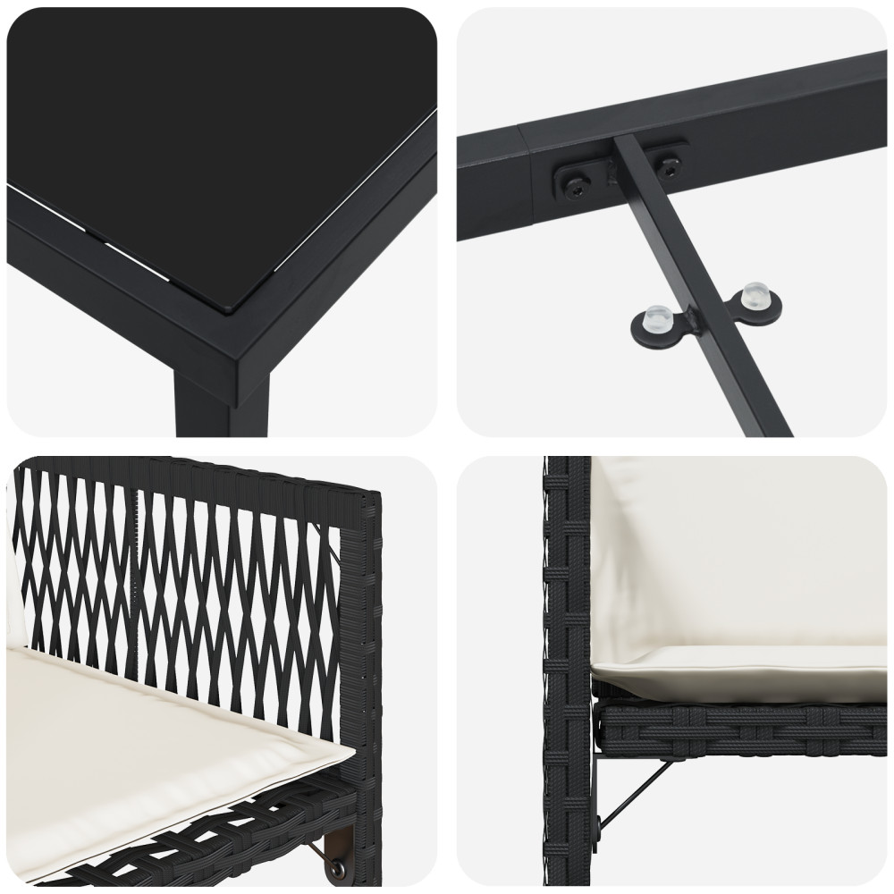 Produktbild för Trädgårdsmöbelset 5 pcs Svart konstrotting