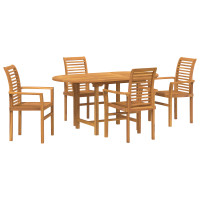 Produktbild för Trädgårdsmöbelset 5 pcs Brun Massivt teakträ