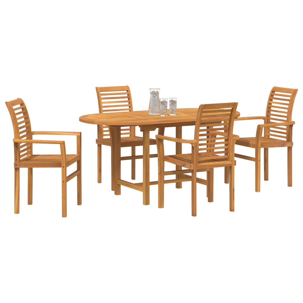Produktbild för Trädgårdsmöbelset 5 pcs Brun Massivt teakträ