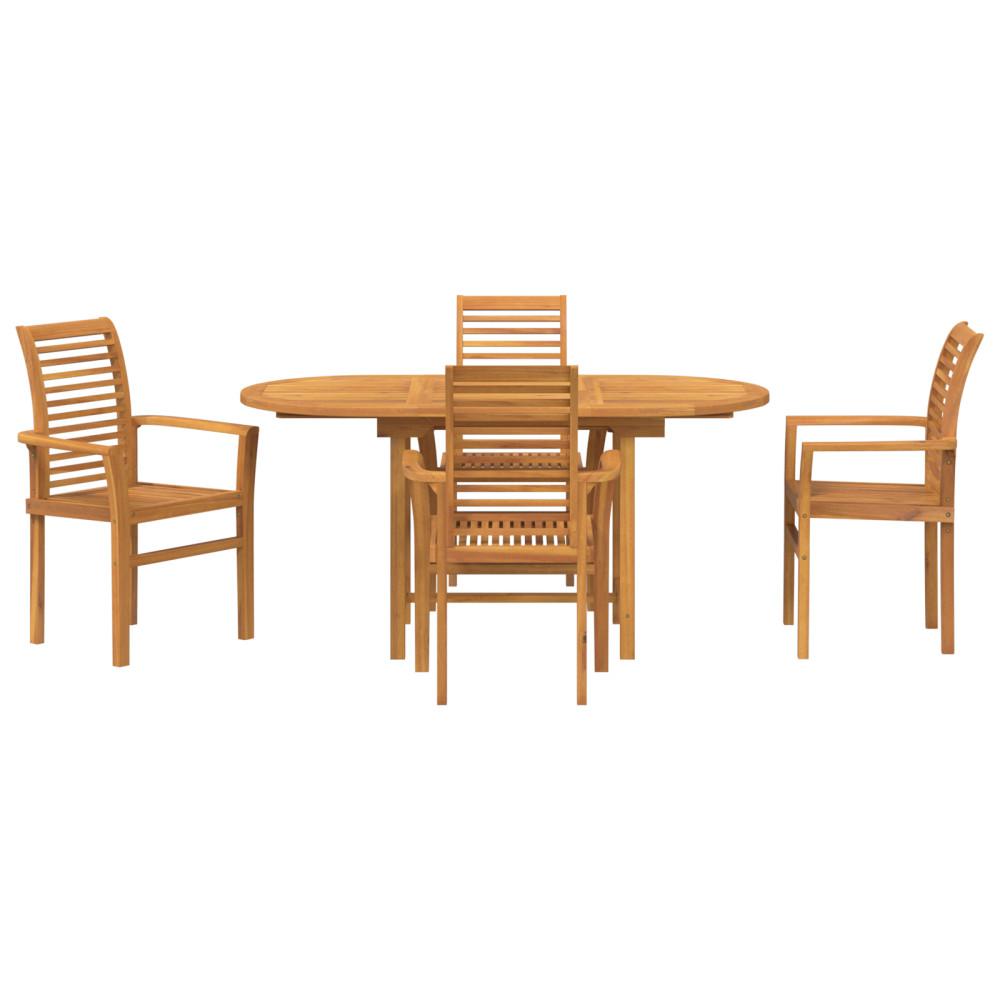 Produktbild för Trädgårdsmöbelset 5 pcs Brun Massivt teakträ