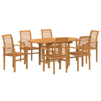 Produktbild för Trädgårdsmöbelset 7 pcs Brun Massivt teakträ