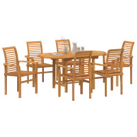 Produktbild för Trädgårdsmöbelset 7 pcs Brun Massivt teakträ
