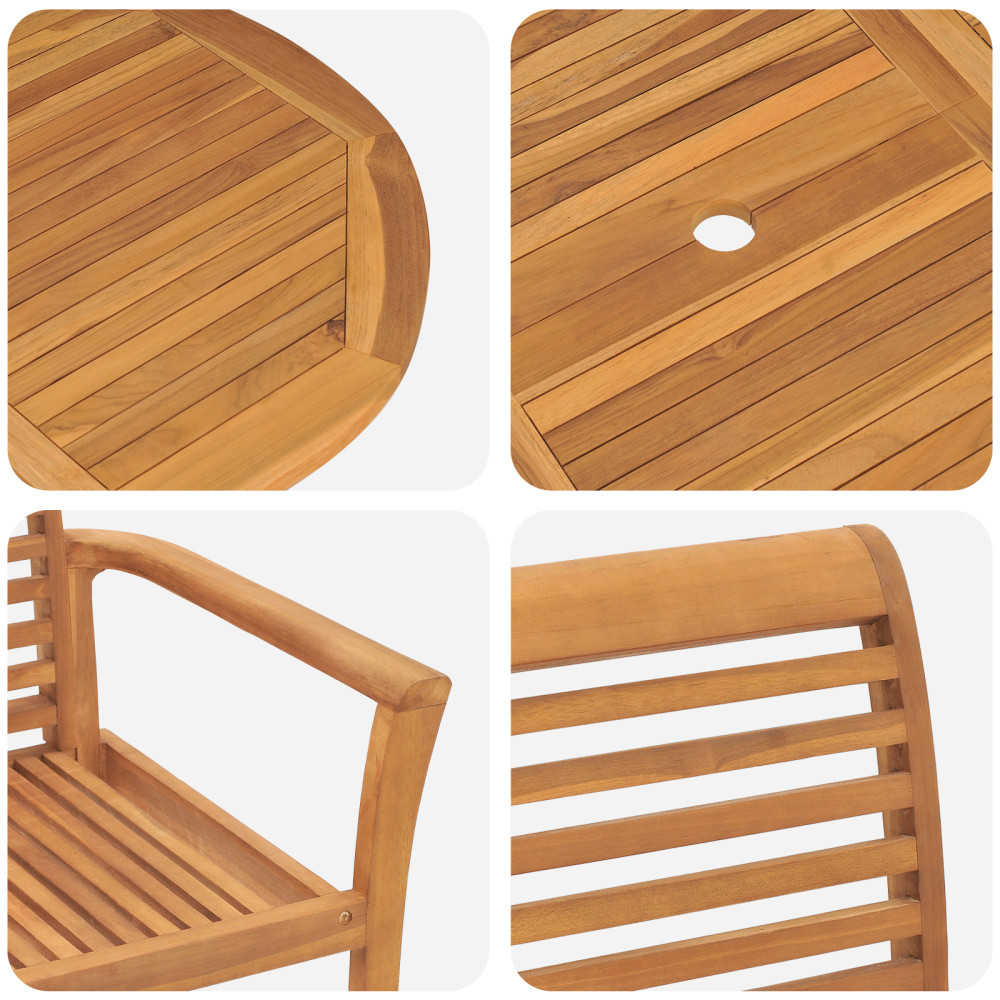 Produktbild för Trädgårdsmöbelset 7 pcs Brun Massivt teakträ