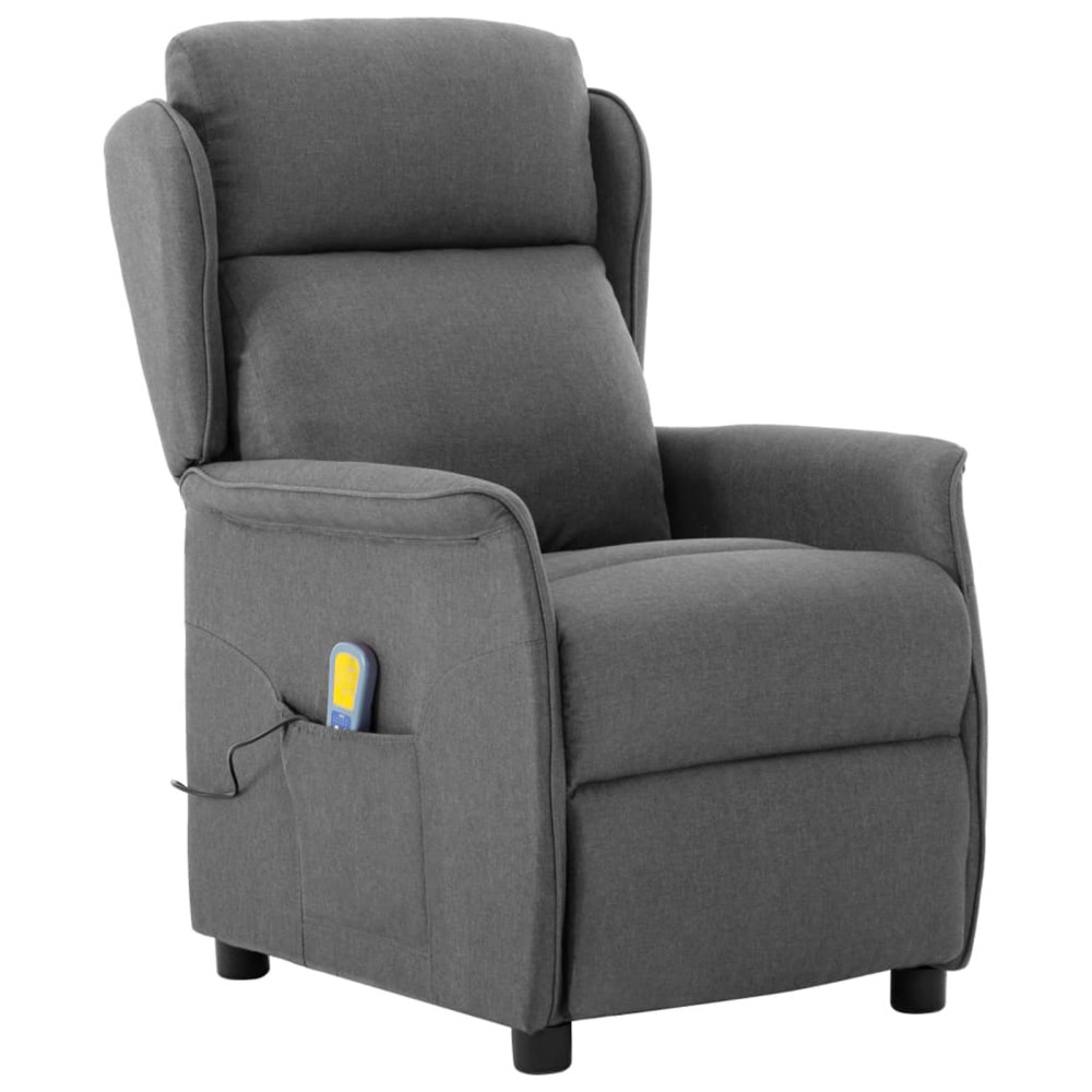 Produktbild för Massagefåtölj med kudde Ljusgrå 93.5 x 67.5 x 101.5 cm tyg