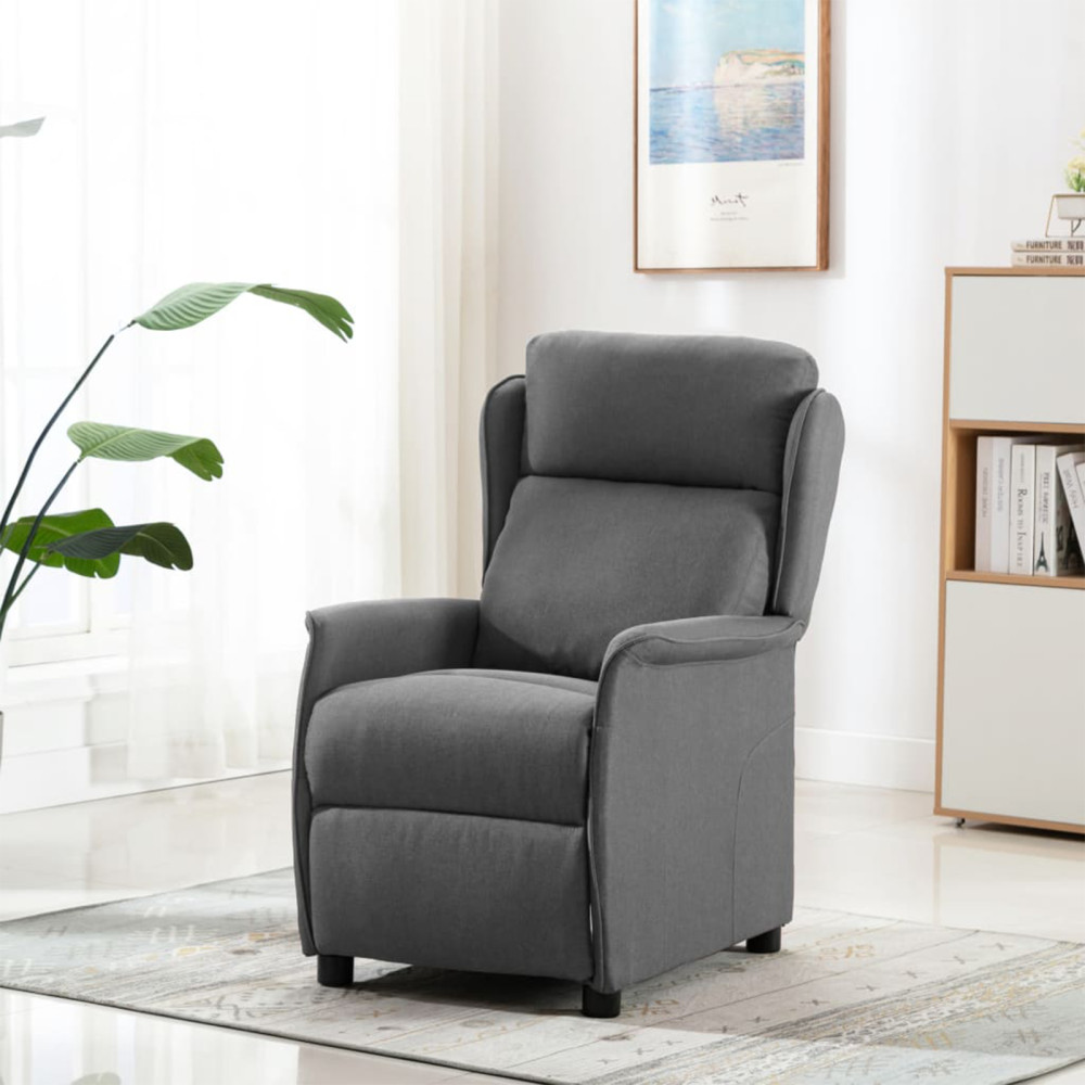 Produktbild för Massagefåtölj med kudde Ljusgrå 93.5 x 67.5 x 101.5 cm tyg