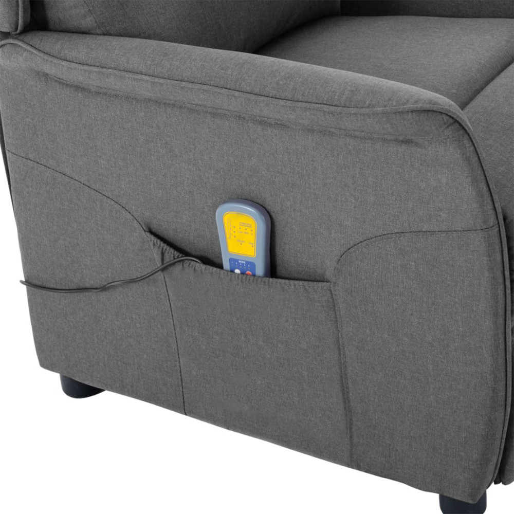 Produktbild för Massagefåtölj med kudde Ljusgrå 93.5 x 67.5 x 101.5 cm tyg