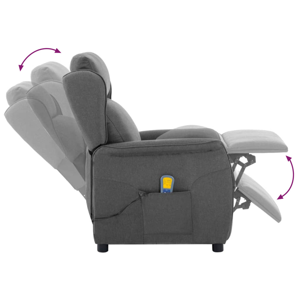 Produktbild för Massagefåtölj med kudde Ljusgrå 93.5 x 67.5 x 101.5 cm tyg