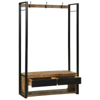 Produktbild för Klädhängare med låda Brun 110 x 40 x 179 cm Massivt Mangoträ