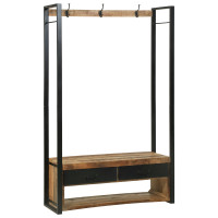 Produktbild för Klädhängare med låda Brun 110 x 40 x 179 cm Massivt Mangoträ