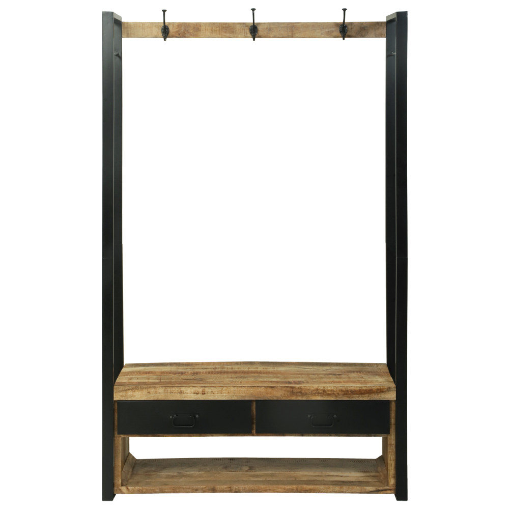 Produktbild för Klädhängare med låda Brun 110 x 40 x 179 cm Massivt Mangoträ
