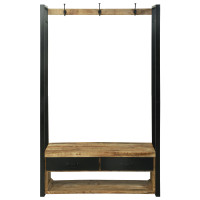 Produktbild för Klädhängare med låda Brun 110 x 40 x 179 cm Massivt Mangoträ
