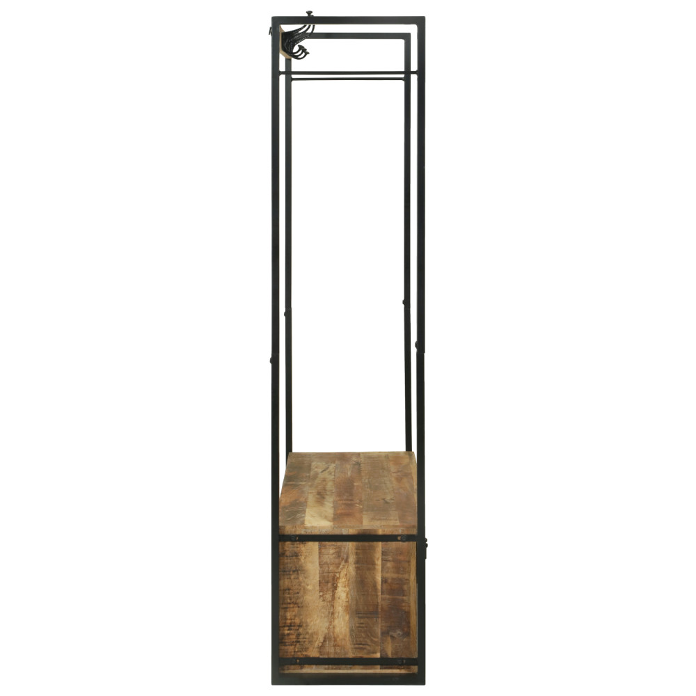 Produktbild för Klädhängare med låda Brun 110 x 40 x 179 cm Massivt Mangoträ