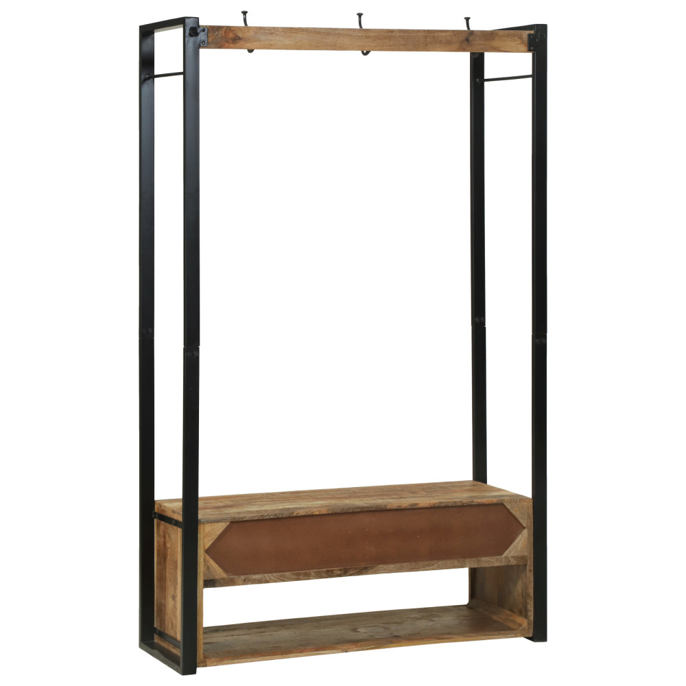 Produktbild för Klädhängare med låda Brun 110 x 40 x 179 cm Massivt Mangoträ