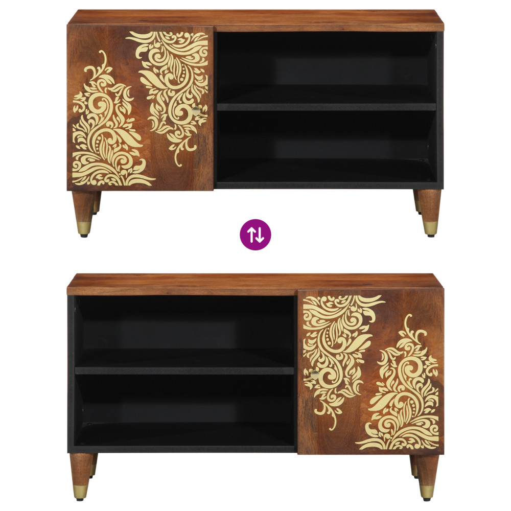 Produktbild för TV-skåp med hylla Honung brun 80 x 33 x 46 cm Massivt mangoträ