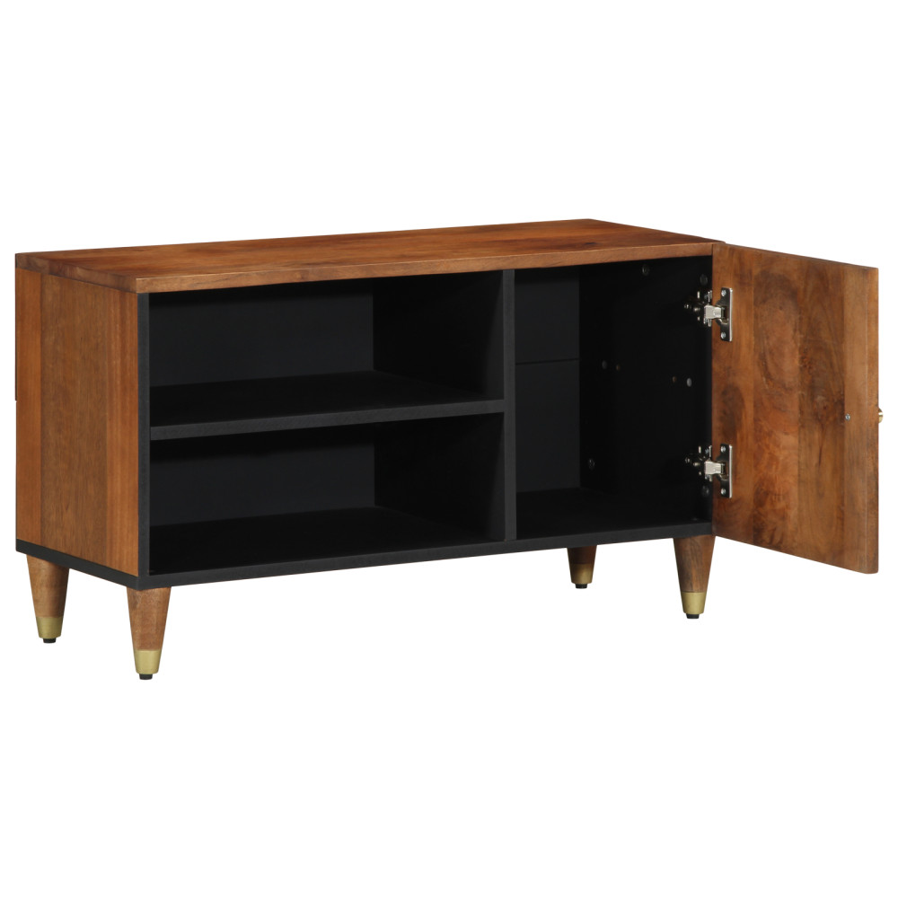 Produktbild för TV-skåp med hylla Honung brun 80 x 33 x 46 cm Massivt mangoträ