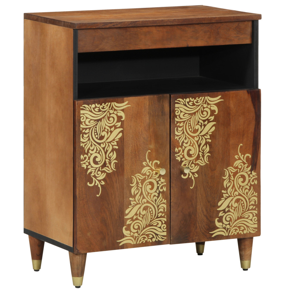 Produktbild för Sideboard med hylla Brun 60 x 33 x 75 cm Massivt mangoträ
