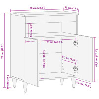 Produktbild för Sideboard med hylla Brun 60 x 33 x 75 cm Massivt mangoträ