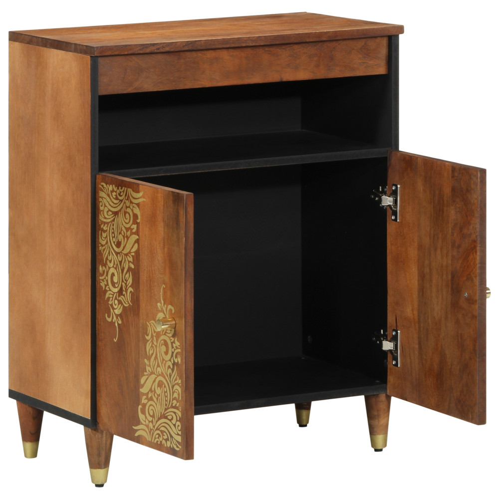 Produktbild för Sideboard med hylla Brun 60 x 33 x 75 cm Massivt mangoträ