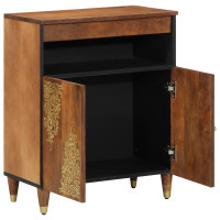 Produktbild för Sideboard med hylla Brun 60 x 33 x 75 cm Massivt mangoträ