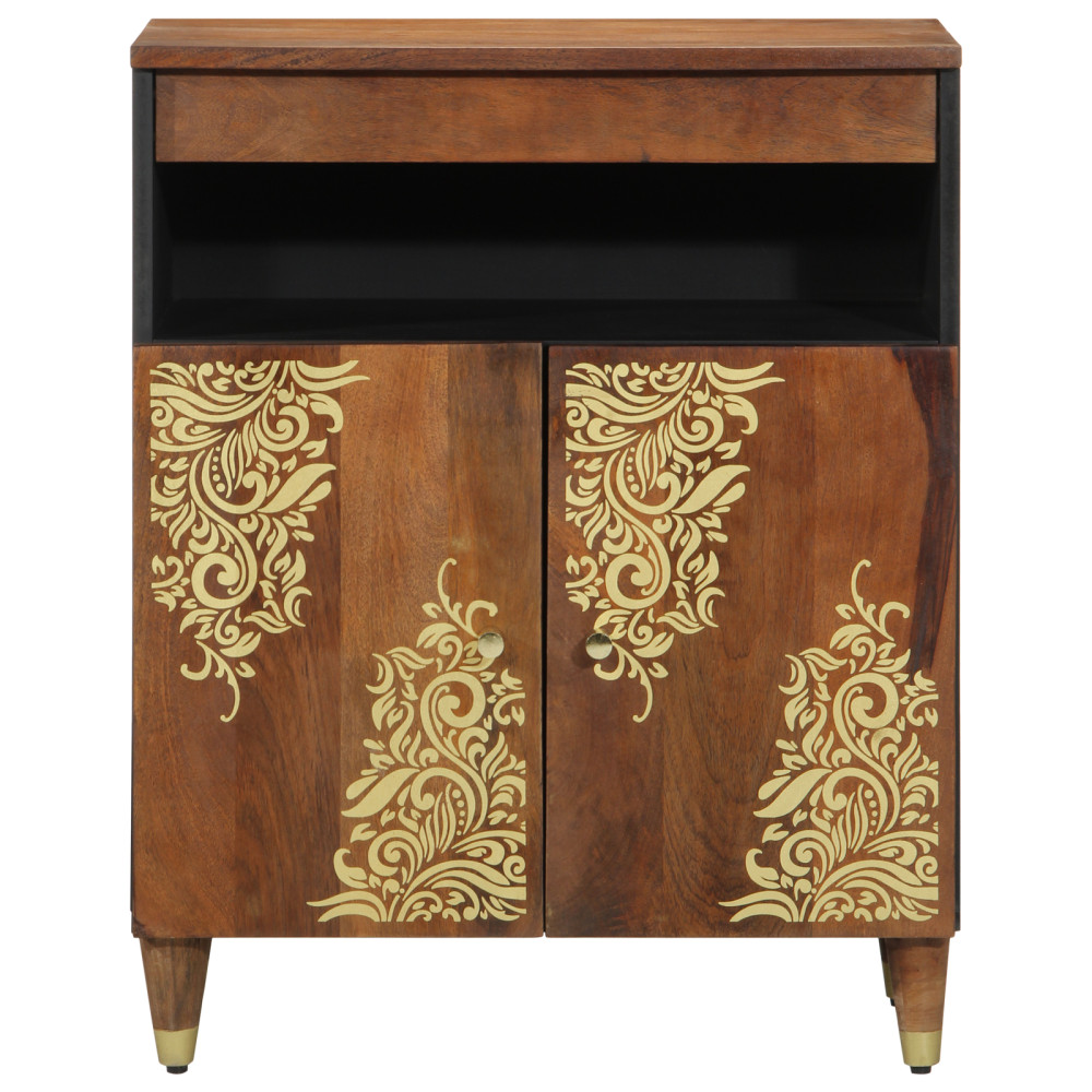 Produktbild för Sideboard med hylla Brun 60 x 33 x 75 cm Massivt mangoträ