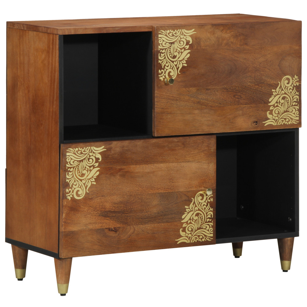 Produktbild för Sideboard med hylla Brun 80 x 33 x 75 cm Massivt mangoträ
