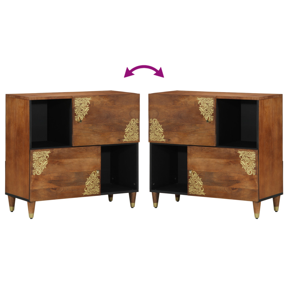 Produktbild för Sideboard med hylla Brun 80 x 33 x 75 cm Massivt mangoträ