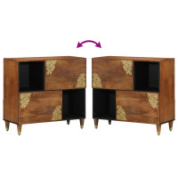 Produktbild för Sideboard med hylla Brun 80 x 33 x 75 cm Massivt mangoträ