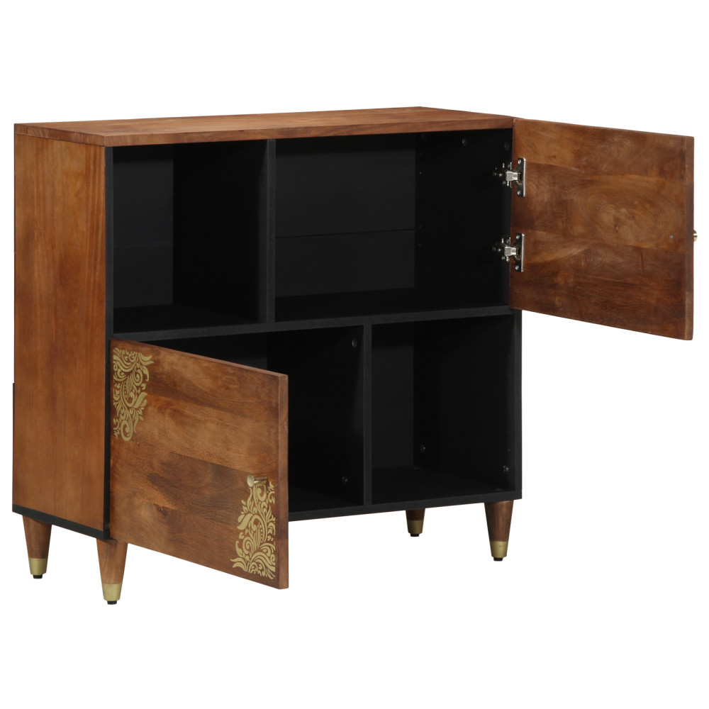 Produktbild för Sideboard med hylla Brun 80 x 33 x 75 cm Massivt mangoträ