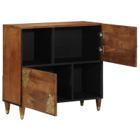 Produktbild för Sideboard med hylla Brun 80 x 33 x 75 cm Massivt mangoträ