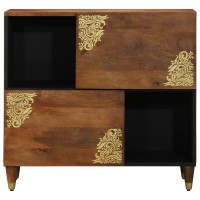 Produktbild för Sideboard med hylla Brun 80 x 33 x 75 cm Massivt mangoträ