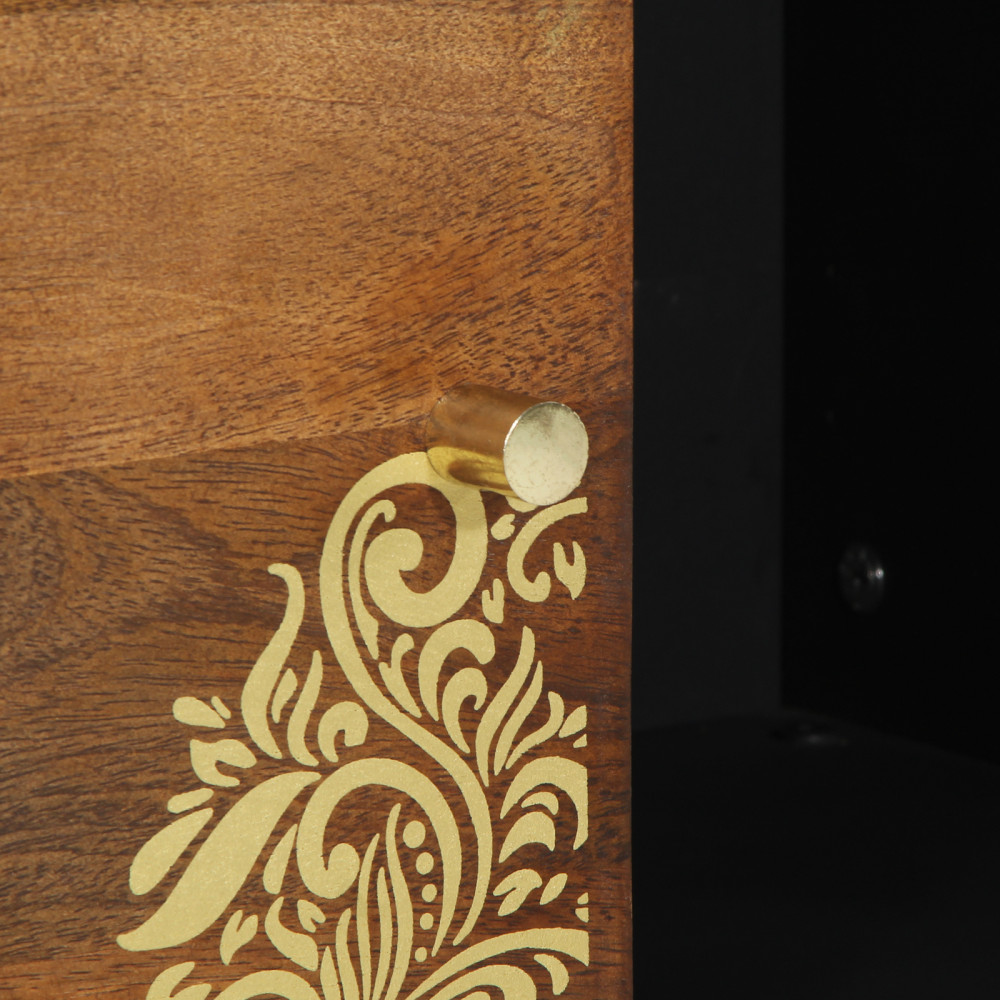 Produktbild för Sideboard med hylla Brun 80 x 33 x 75 cm Massivt mangoträ