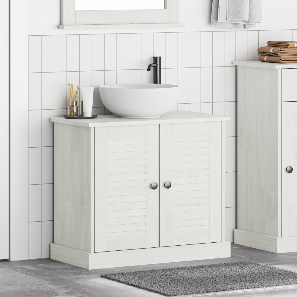 Produktbild för Diskbänksskåp VIGO Vit och antikvit 68 x 34 x 59 cm Massiv furu