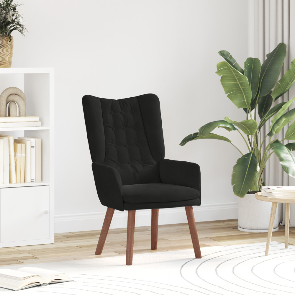 Produktbild för fåtölj Svart 63 x 67 x 94 cm Sammet