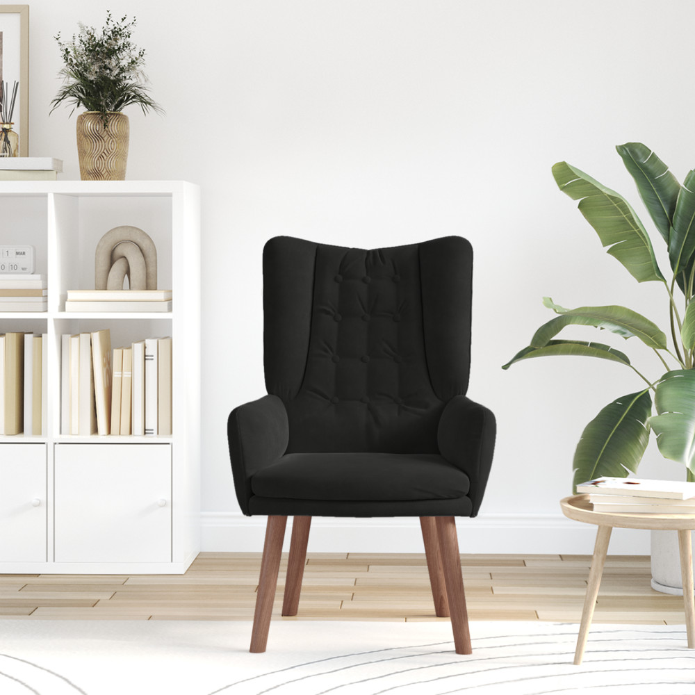Produktbild för fåtölj Svart 63 x 67 x 94 cm Sammet